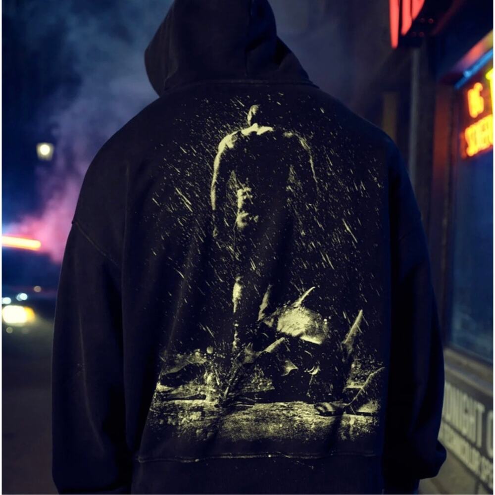 Men's YoungLA (SoldOut) 5174 BatmanMidnightHoodies NWT XL BlackWashed
